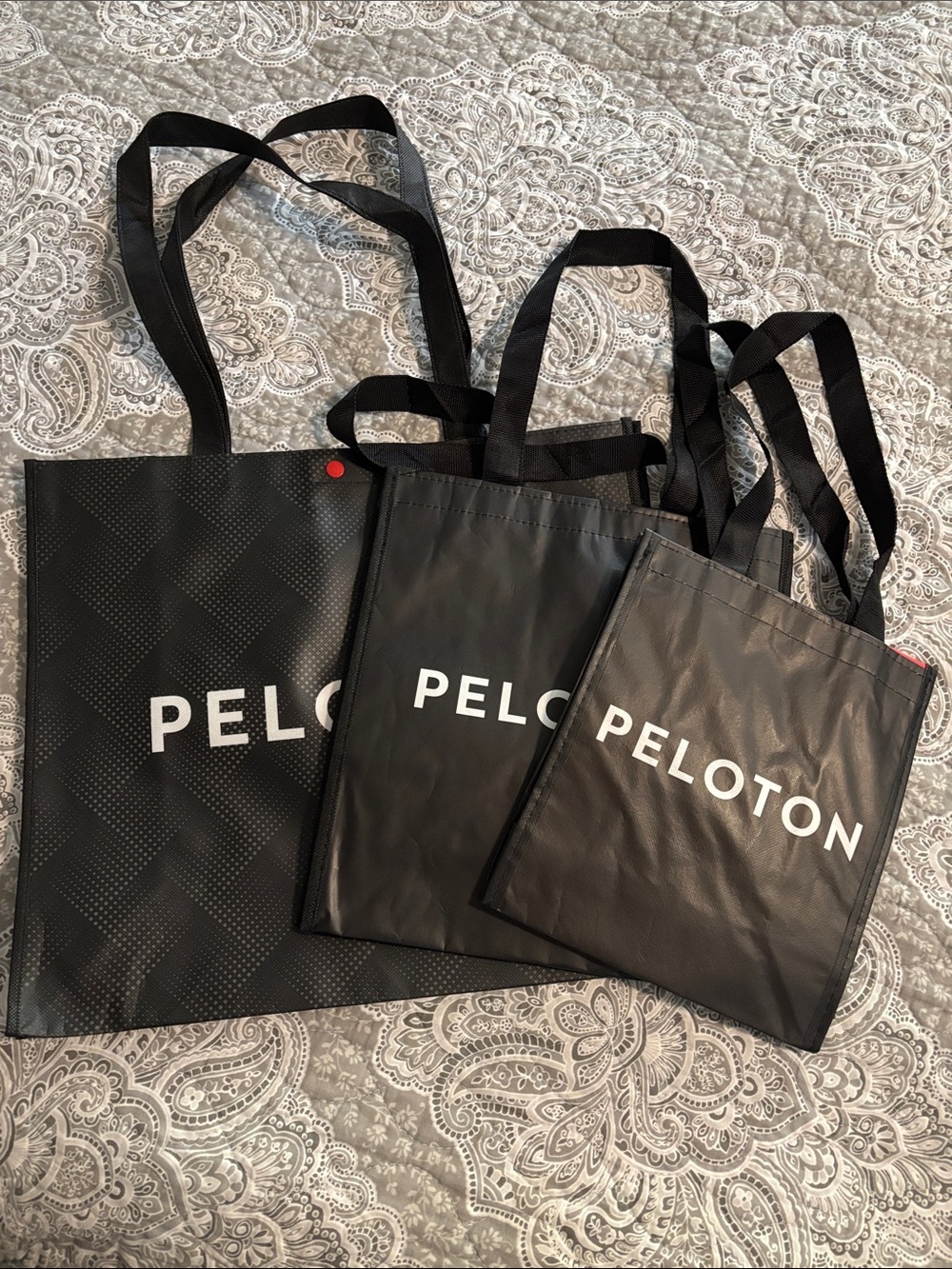 Peloton Black Reusable Tote Bags - Set of 3